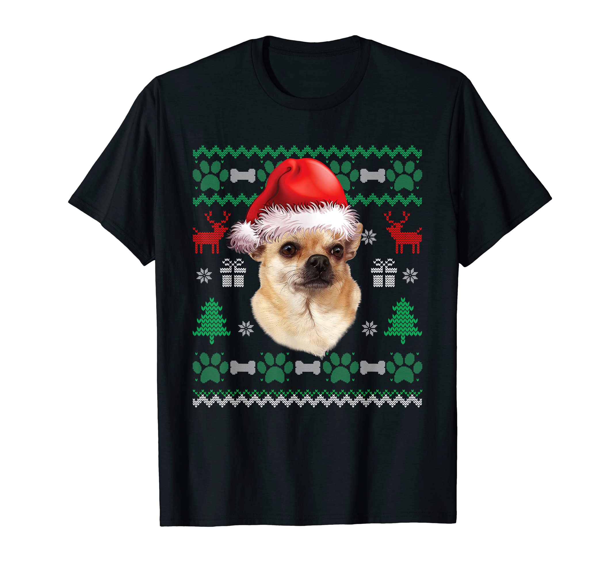 Chihuahua Santa Hat Ugly Pajama T-Shirt - Novelty Apparel Unisex - T-Shirt, Sweatshirt, Hoodie