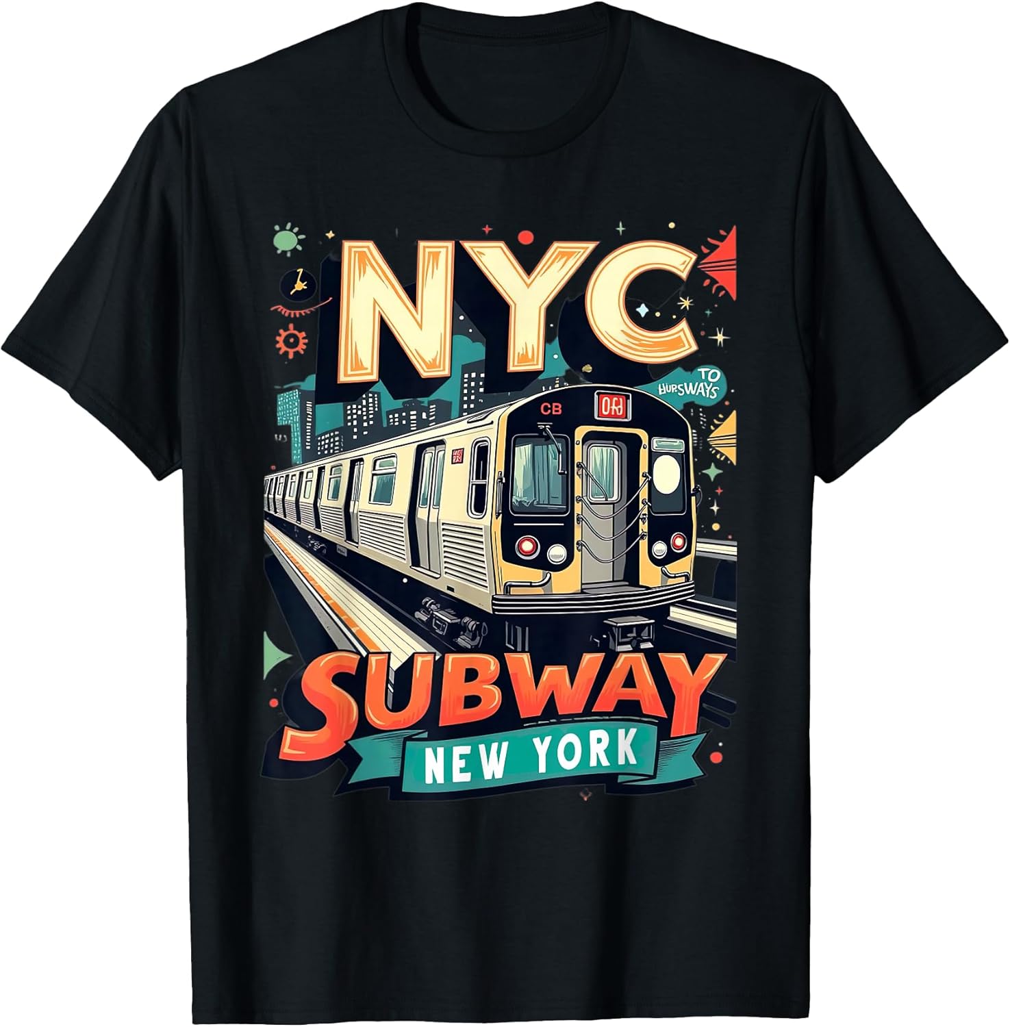 Retro NYC Subway Train Urban City Vibes Design - Adult & Kids T-Shirts, Sweatshirts & Hoodies apparel design preview 1