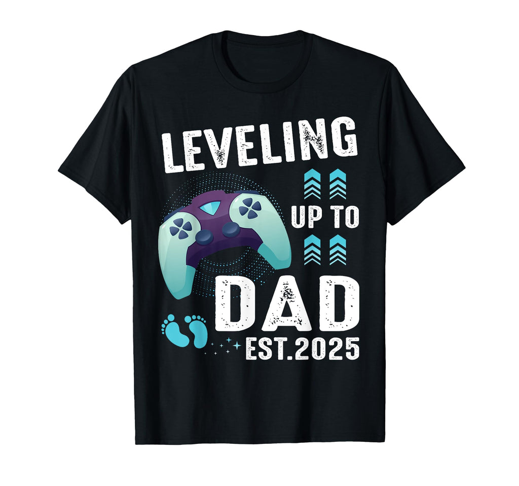 Leveling Up To Dad Est 2025 Gamer Dad Lift T-Shirt - Novelty Apparel Unisex - T-Shirt, Sweatshirt, Hoodie