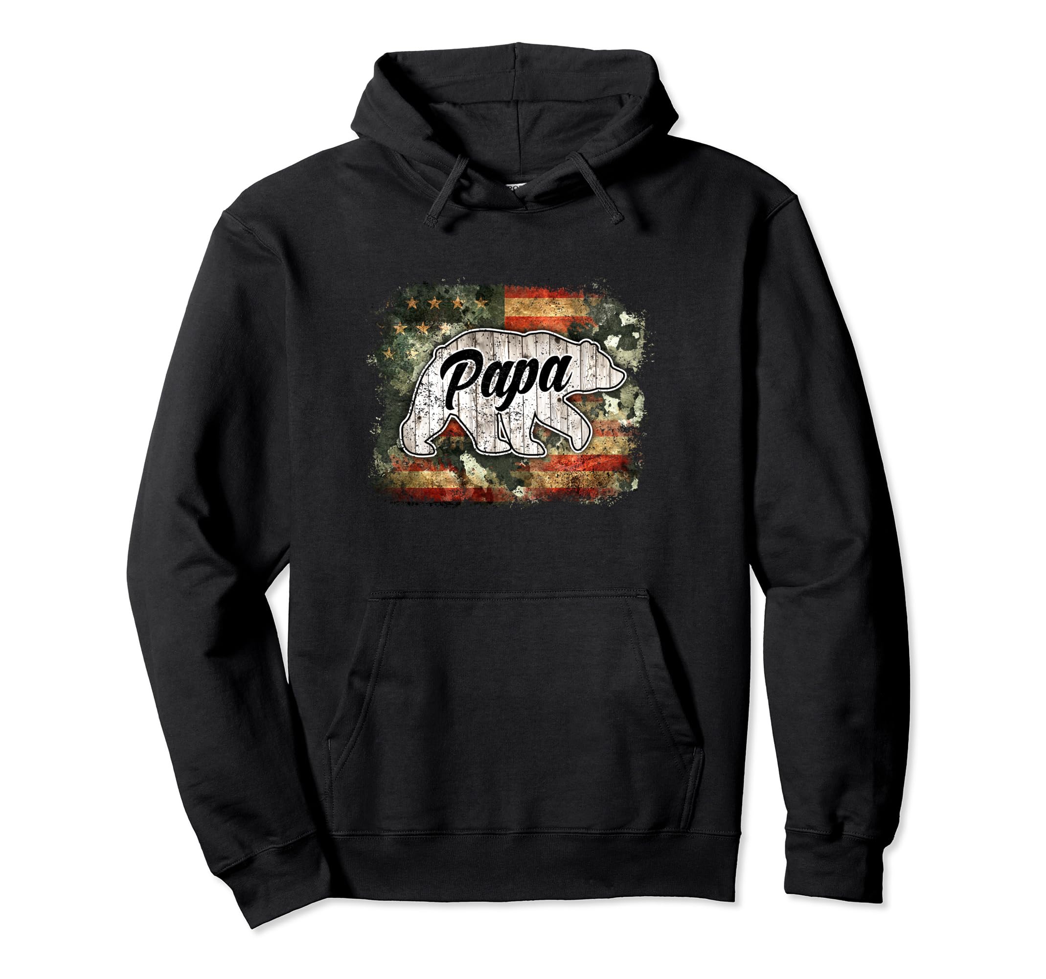 Fathers Day Patriotic Papa Bear American Hoodie - Unique Graphic Men Women - T-Shirt, Sweatshirt, Hoodie