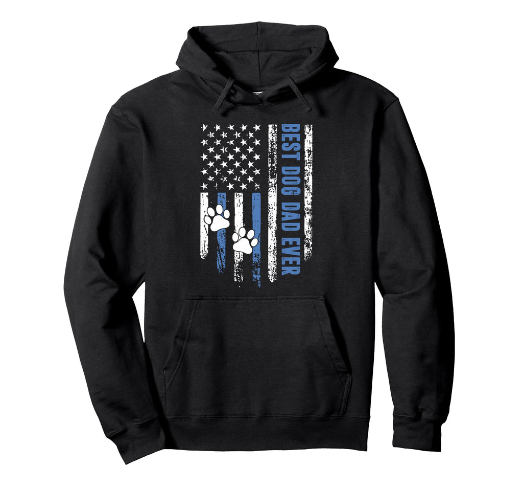 Best Dog Dad Ever Patriotic Paw Hoodie - Custom Art Print for Adults - T-Shirt, Sweatshirt, Hoodie