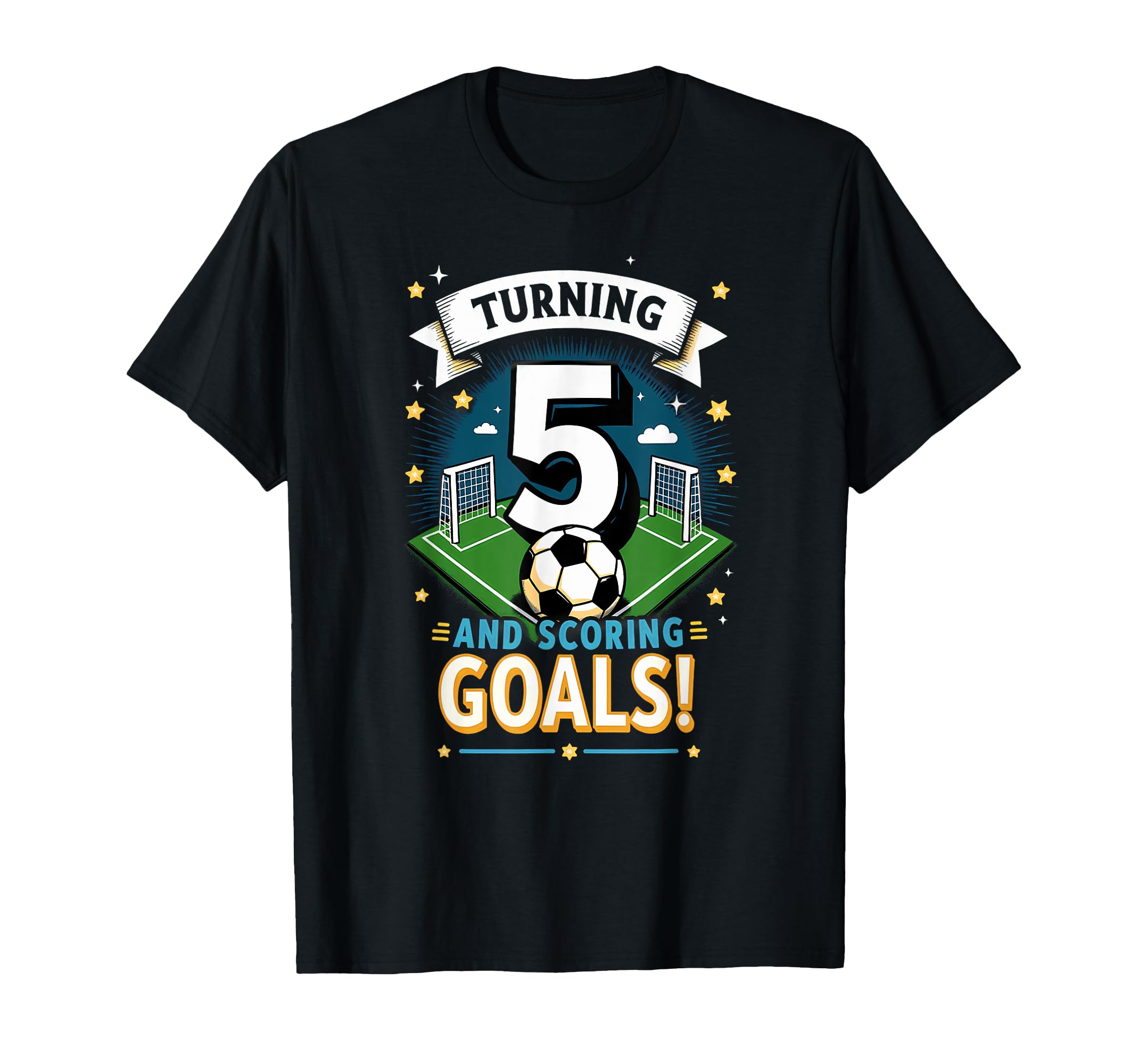 Turning 5 Scoring Goals 5Th Birthday T-Shirt - Graphic Print for Adults - T-Shirt, Sweatshirt, Hoodie