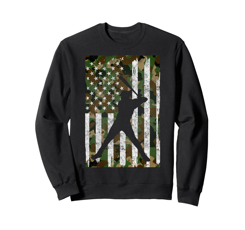 Baseball Us Camouflage Flag Sweatshirt - Custom Art Print for Adults - T-Shirt, Sweatshirt, Hoodie