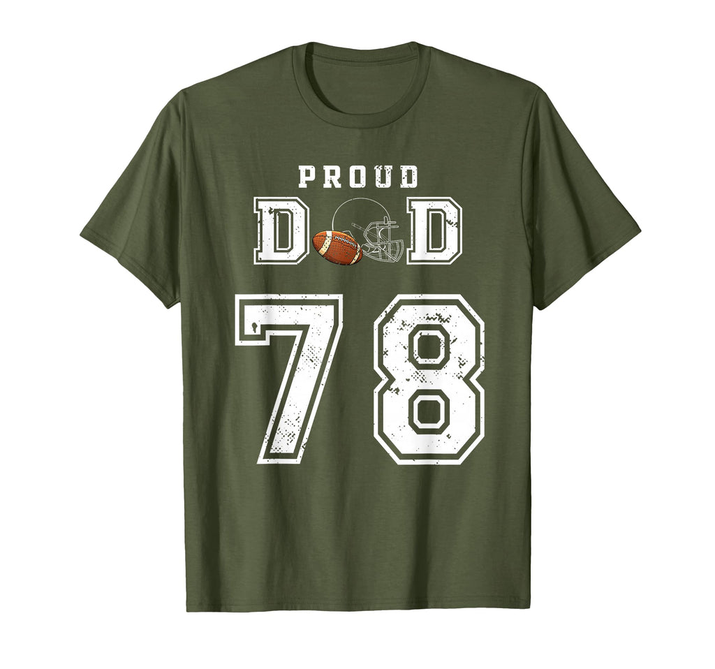 Custom Proud Football Dad Number T-Shirt - Casual Everyday Wear Men Women - T-Shirt, Sweatshirt, Hoodie