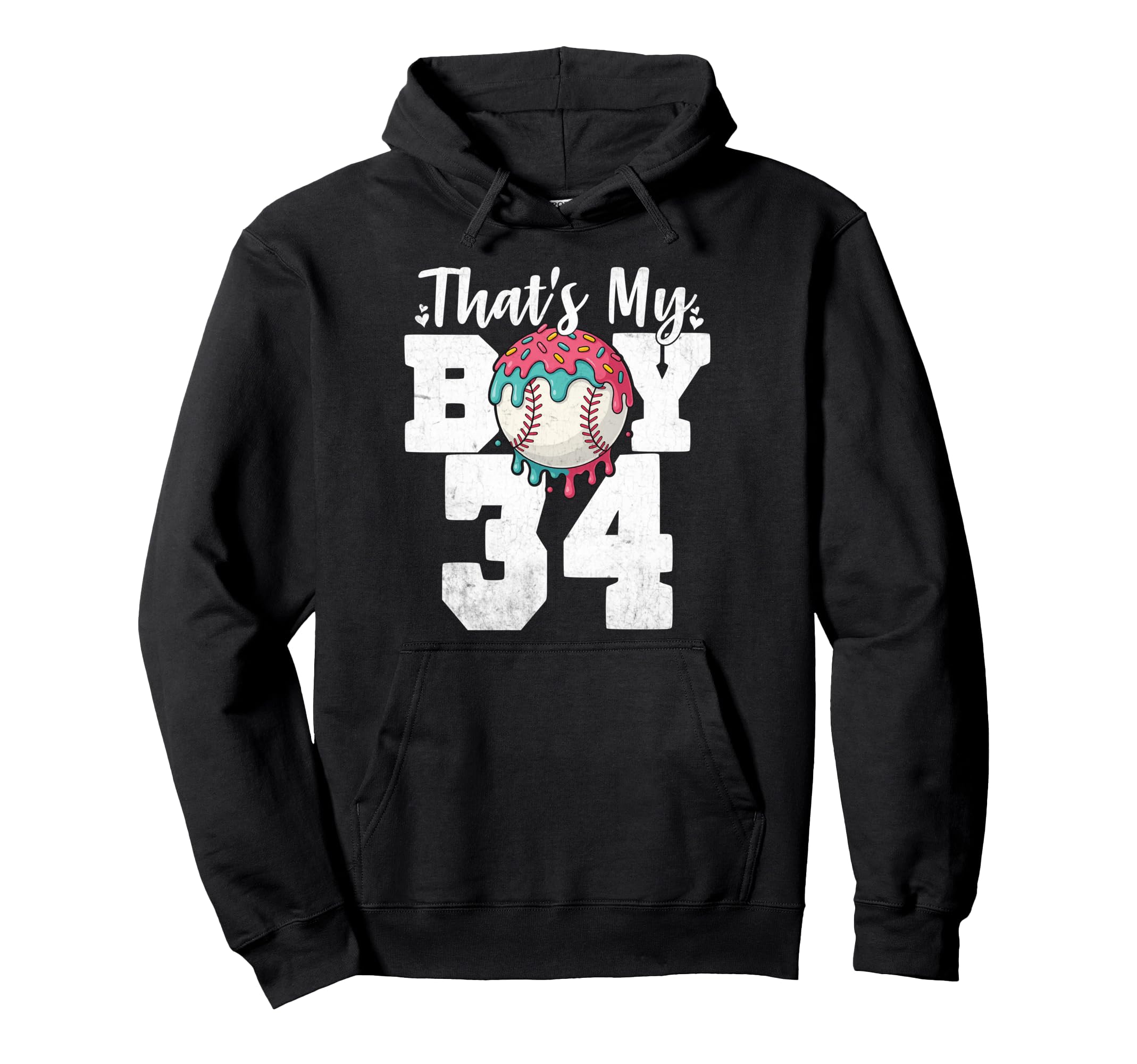 Thats My Baseball 34 Number Mom Dad Hoodie - Fun Novelty Design Men Women - T-Shirt, Sweatshirt, Hoodie