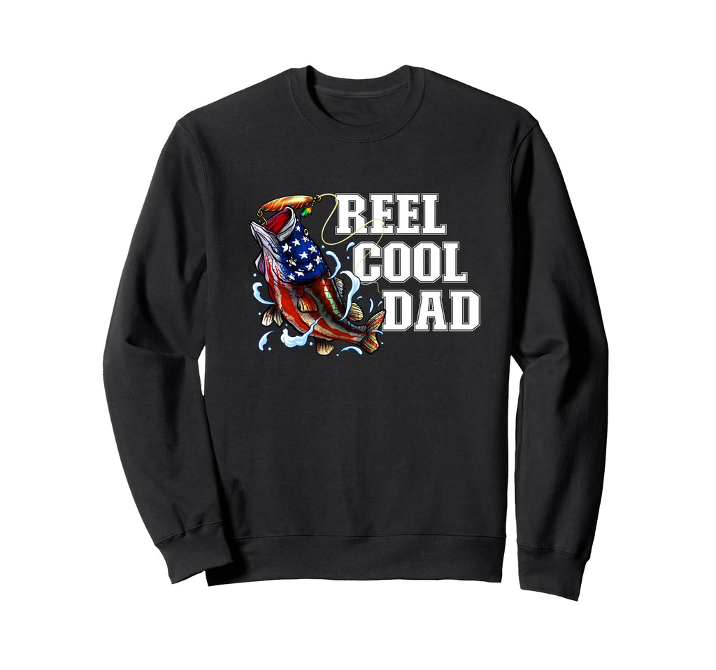 Reel Dad American Flag Fish Fishing Sweatshirt - Novelty Apparel Men Women - T-Shirt, Sweatshirt, Hoodie