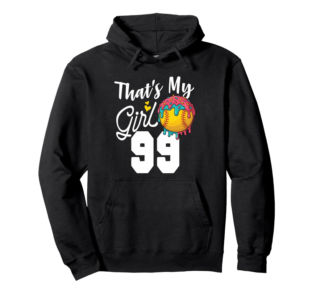 Thats My Softball 99 Number Mom Dad Number 99 Hoodie - Graphic Print Unisex - T-Shirt, Sweatshirt, Hoodie