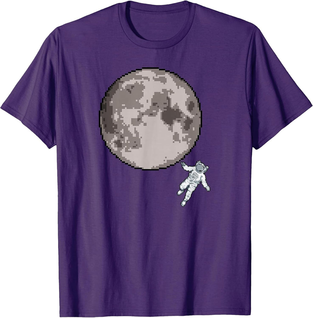 8-Bit Pixel Art Astronaut to the Moon - Adult & Kids T-Shirts, Sweatshirts & Hoodies apparel design preview 1