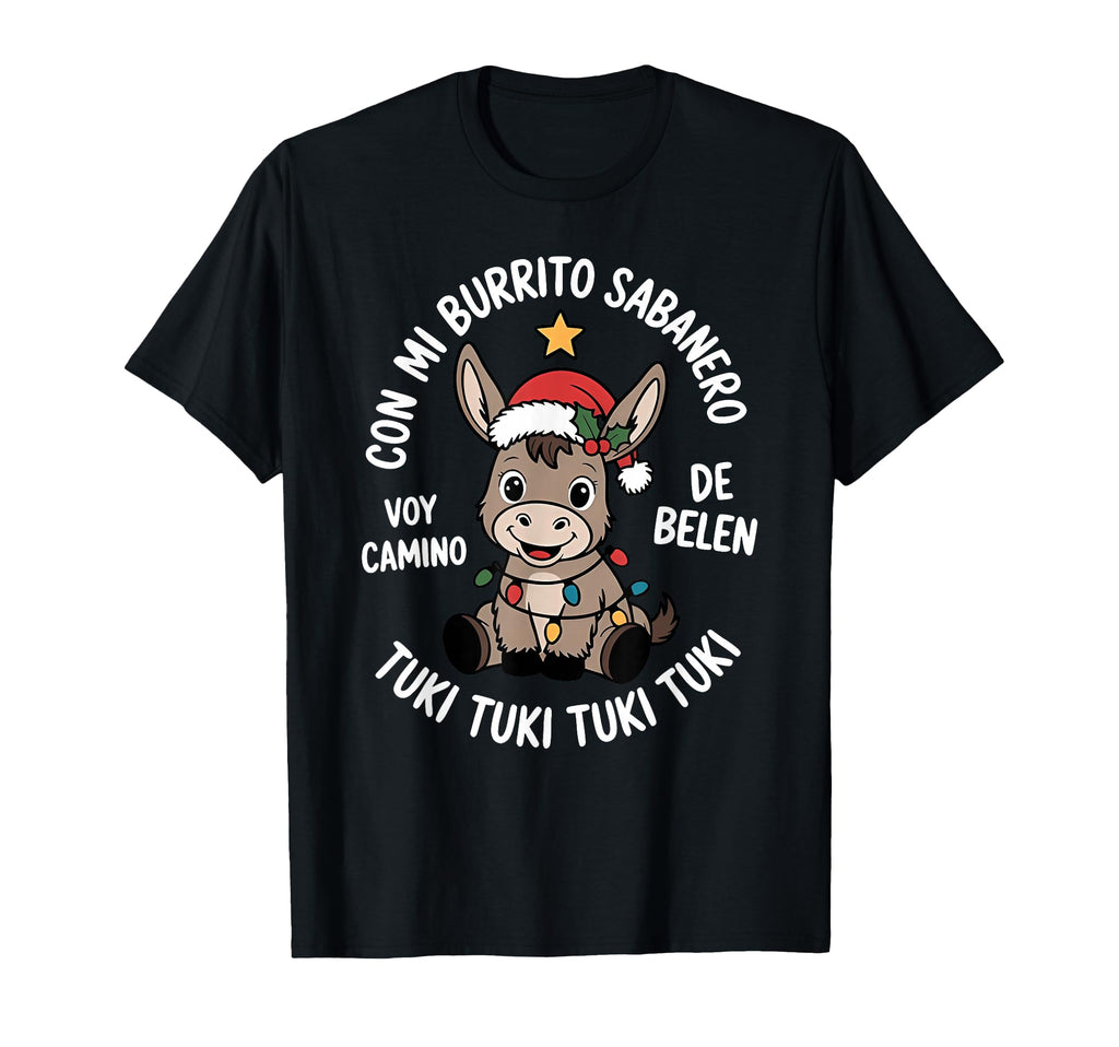 Tuki Tuki Donkey Santa Hat Spanish T-Shirt - Casual Everyday Wear Unisex - T-Shirt, Sweatshirt, Hoodie