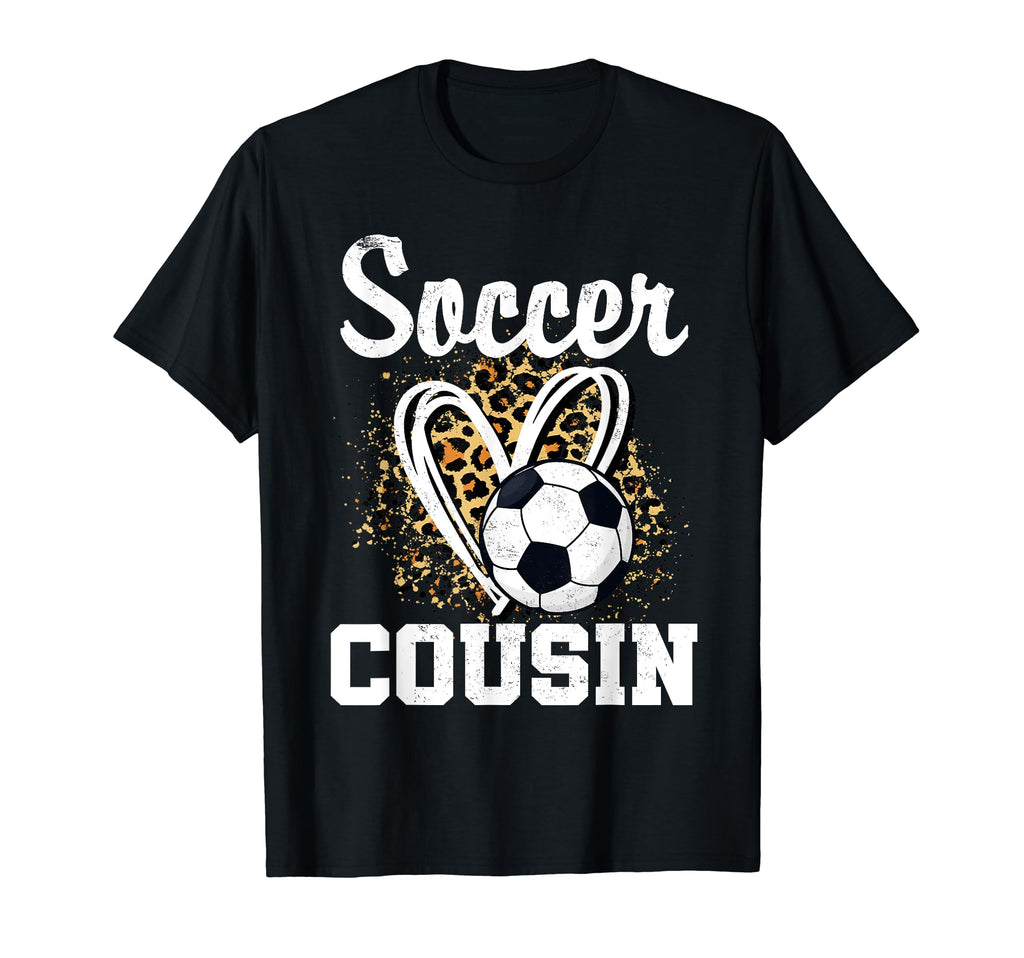 Soccer Cousin Leopard Heart Matching T-Shirt - Trendy Graphic for Adults - T-Shirt, Sweatshirt, Hoodie