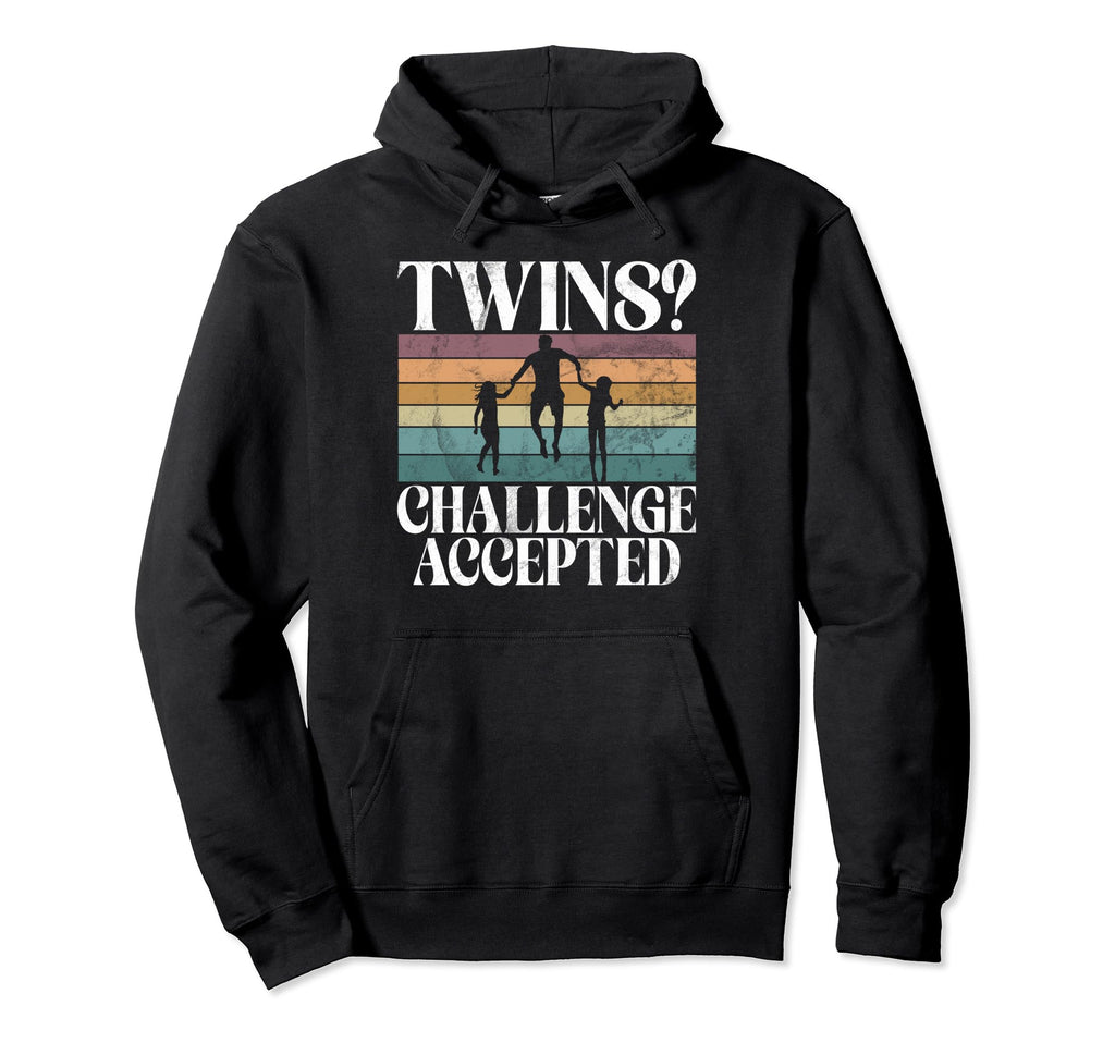 Twins Challenge Accepted Twin Dad Hoodie - Trendy Graphic for Adults - T-Shirt, Sweatshirt, Hoodie