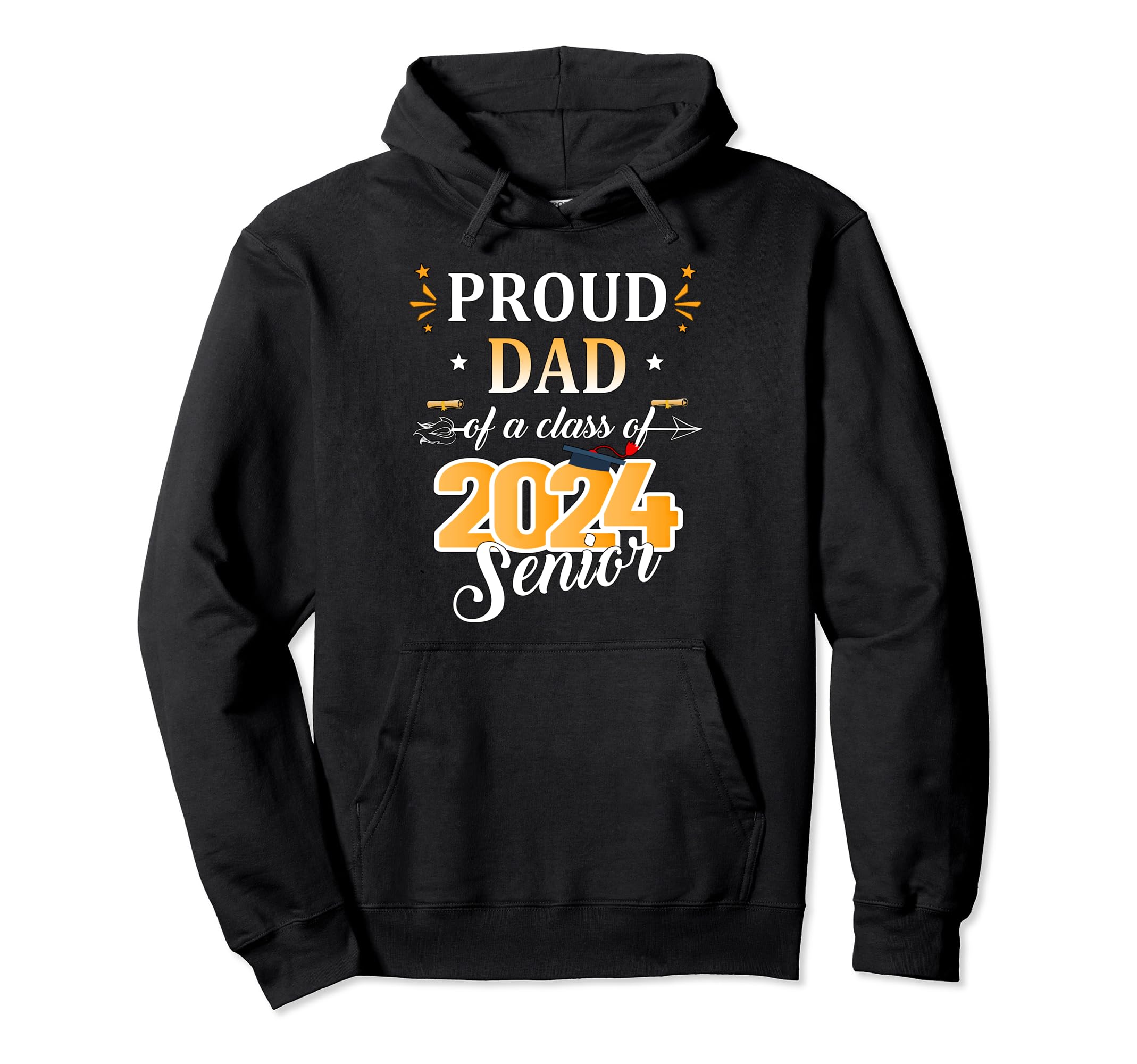 Proud Dad Class 2024 Senior Graduate Hoodie - Aesthetic Graphic for Adults - T-Shirt, Sweatshirt, Hoodie