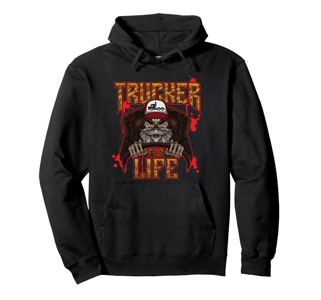 Bearded Skeleton Trucker Life Truck Hoodie - Custom Art Print Men Women - T-Shirt, Sweatshirt, Hoodie
