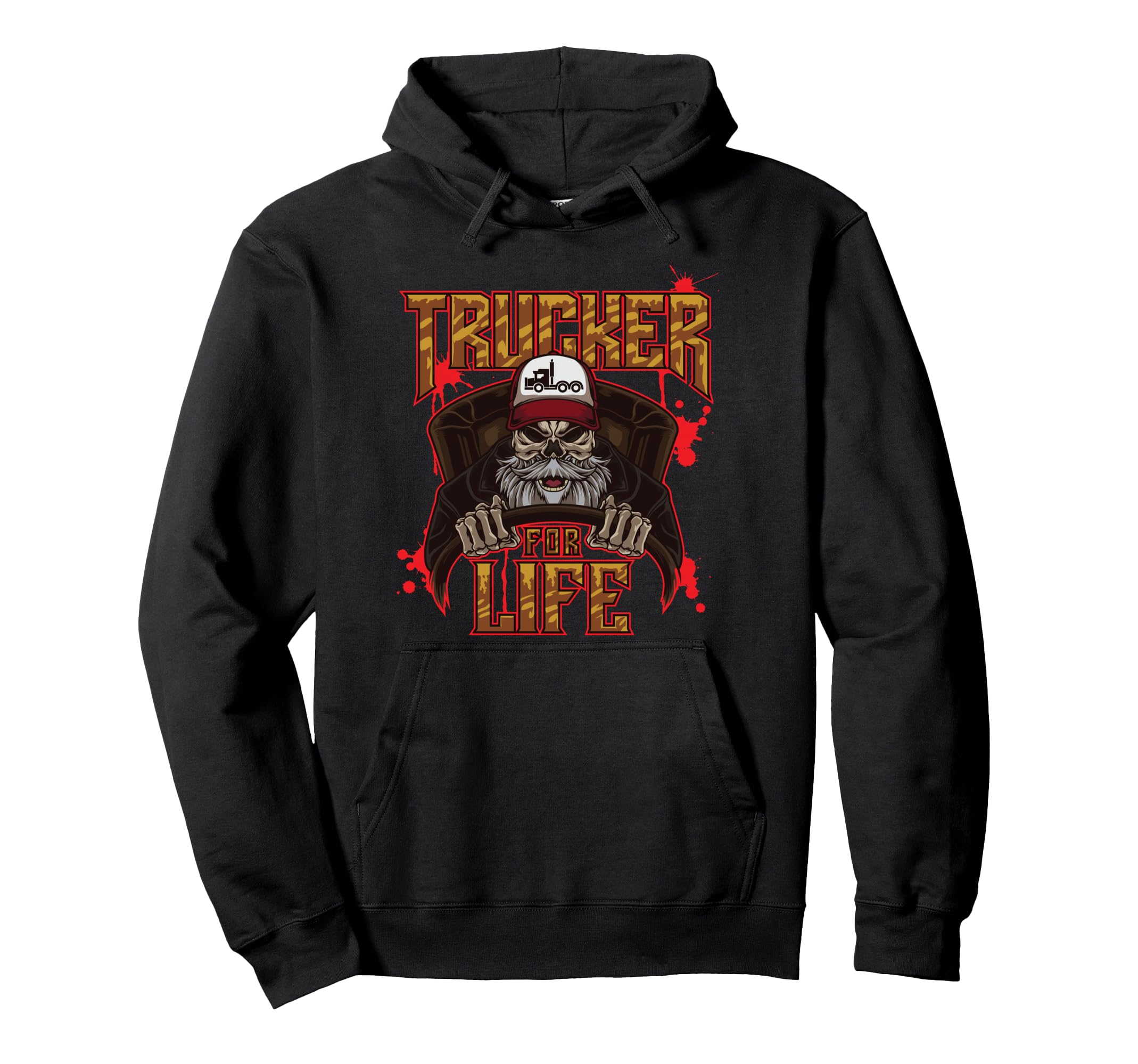 Bearded Skeleton Trucker Life Truck Hoodie - Custom Art Print Men Women - T-Shirt, Sweatshirt, Hoodie