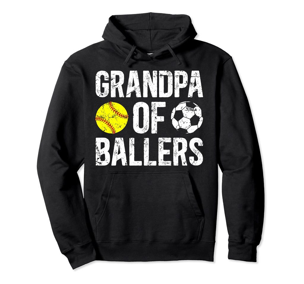 Grandpa Ballers Proud Soccer Softball Hoodie - Aesthetic Graphic Unisex - T-Shirt, Sweatshirt, Hoodie