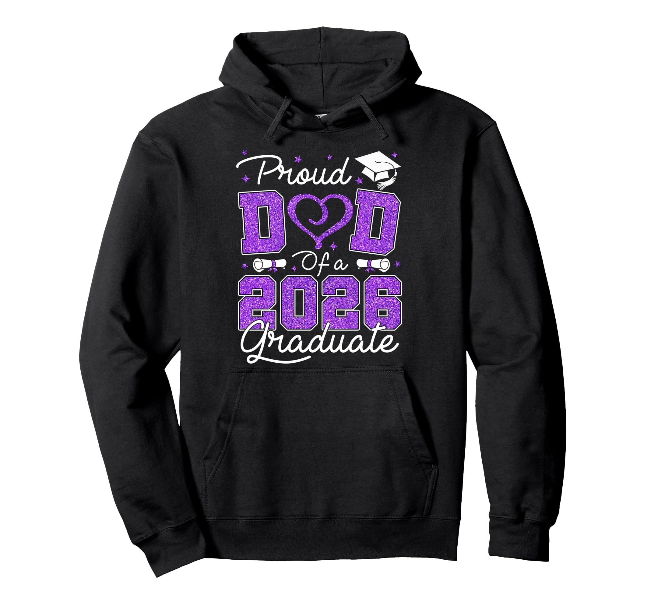Proud Dad 2026 Graduate Purple Hoodie - Casual Everyday Wear for Adults - T-Shirt, Sweatshirt, Hoodie