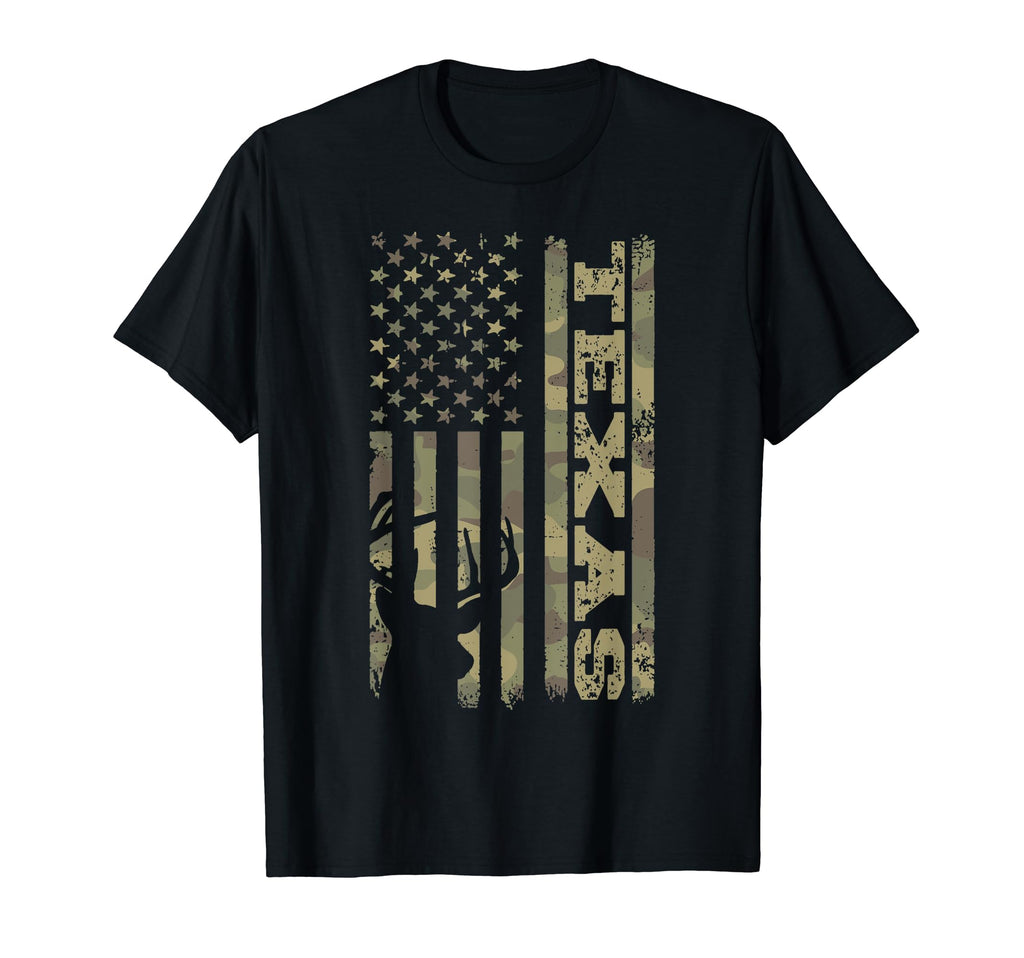 Texas Deer Hunter Deer Hunting Camo Usa Flag T-Shirt - Graphic Print Unisex - T-Shirt, Sweatshirt, Hoodie