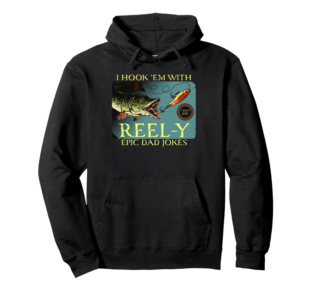 Fisherman Papa Reel Funny Dad Fishing Hoodie - Novelty Apparel for Adults - T-Shirt, Sweatshirt, Hoodie
