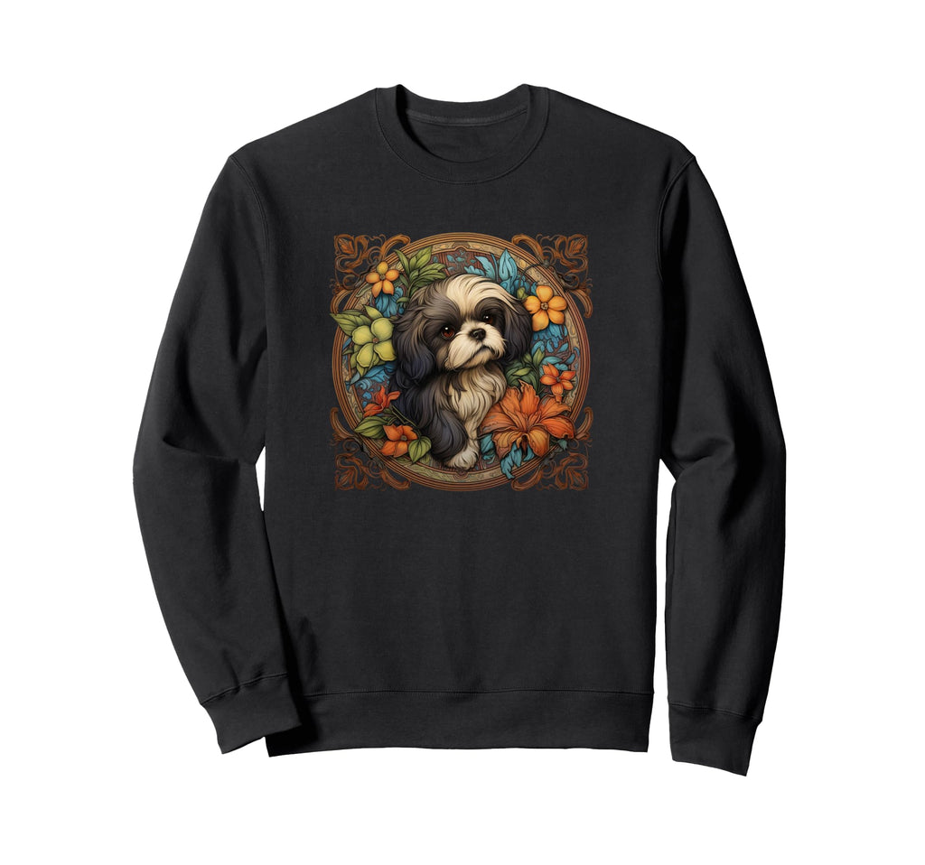 Beautiful Womens Floral Art Shih Sweatshirt - Streetwear Style Men Women - T-Shirt, Sweatshirt, Hoodie
