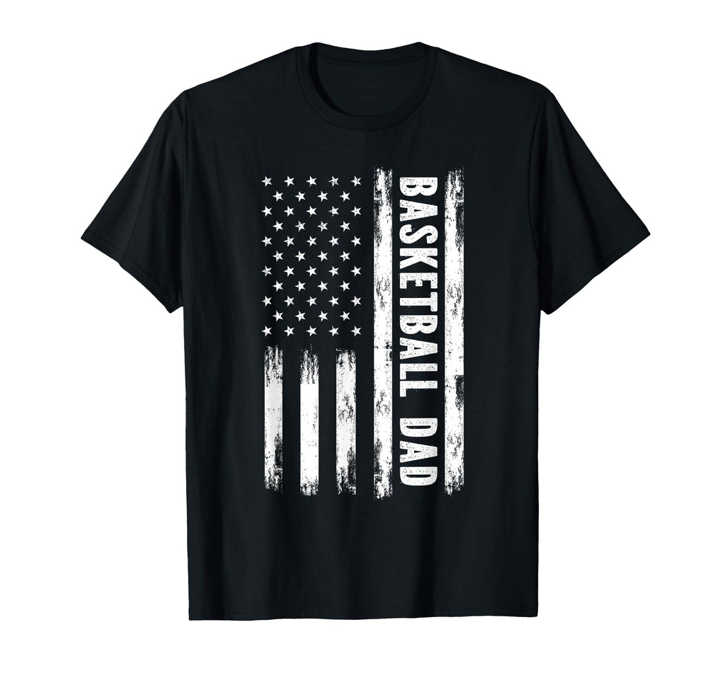 Basketball Dad American Flag Grunge T-Shirt - Streetwear Style for Adults - T-Shirt, Sweatshirt, Hoodie
