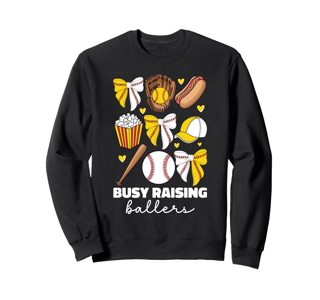Busy Raising Ballers Baseball And Sweatshirt - Minimalist Print for Adults - T-Shirt, Sweatshirt, Hoodie