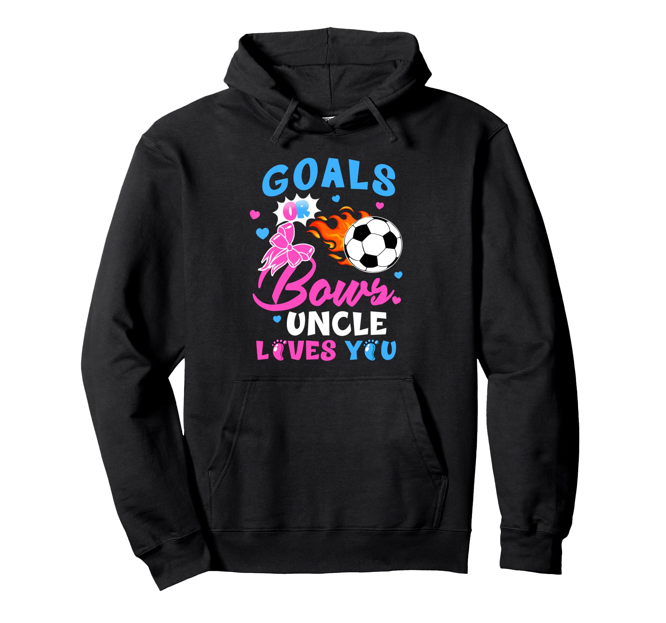 Gender Reveal Goals Or Bows Uncle Hoodie - Custom Art Print for Adults - T-Shirt, Sweatshirt, Hoodie