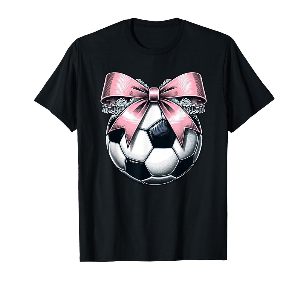 Soccer Coquette Bow Soccer T-Shirt - Novelty Apparel Unisex - T-Shirt, Sweatshirt, Hoodie