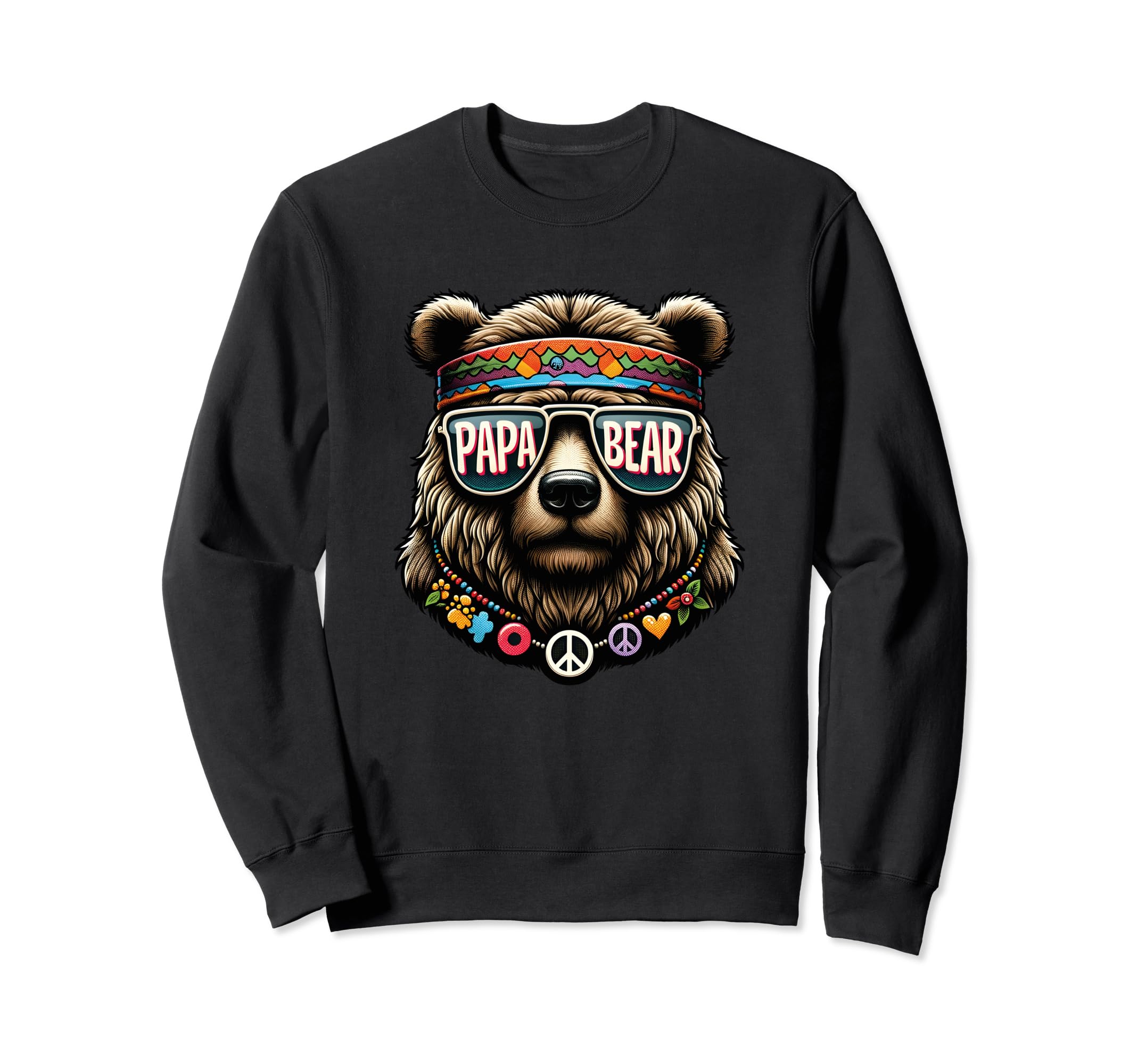 Papa Bear Face Fathersday 60S Sweatshirt - Minimalist Print for Adults - T-Shirt, Sweatshirt, Hoodie