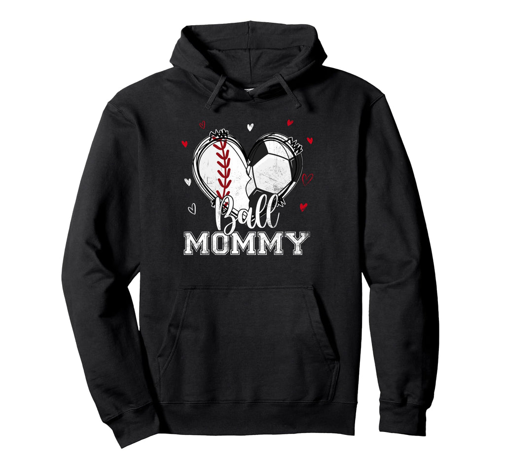 Ball Mommy Baseball Soccer Heart Nana Hoodie - Minimalist Print Unisex - T-Shirt, Sweatshirt, Hoodie