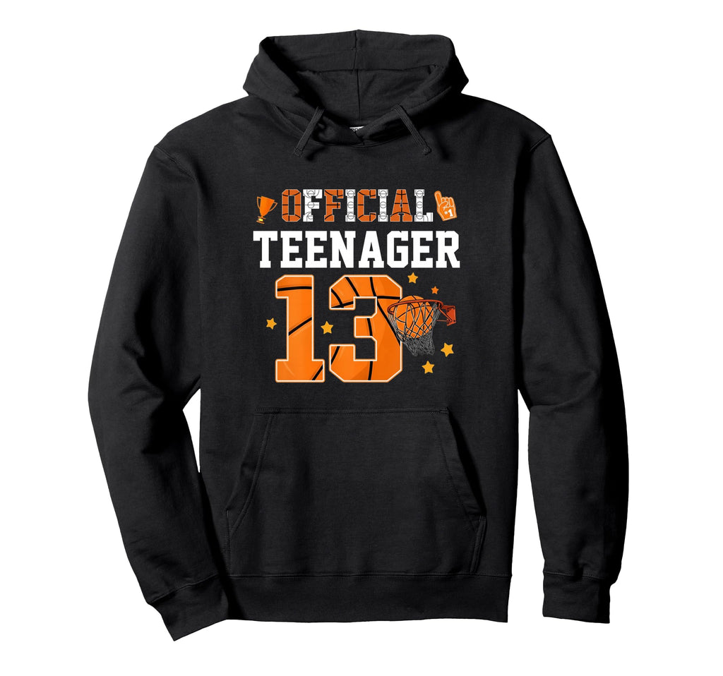 Teenager Basketball 13 Year Old Birthday Hoodie - Trendy Graphic Unisex - T-Shirt, Sweatshirt, Hoodie