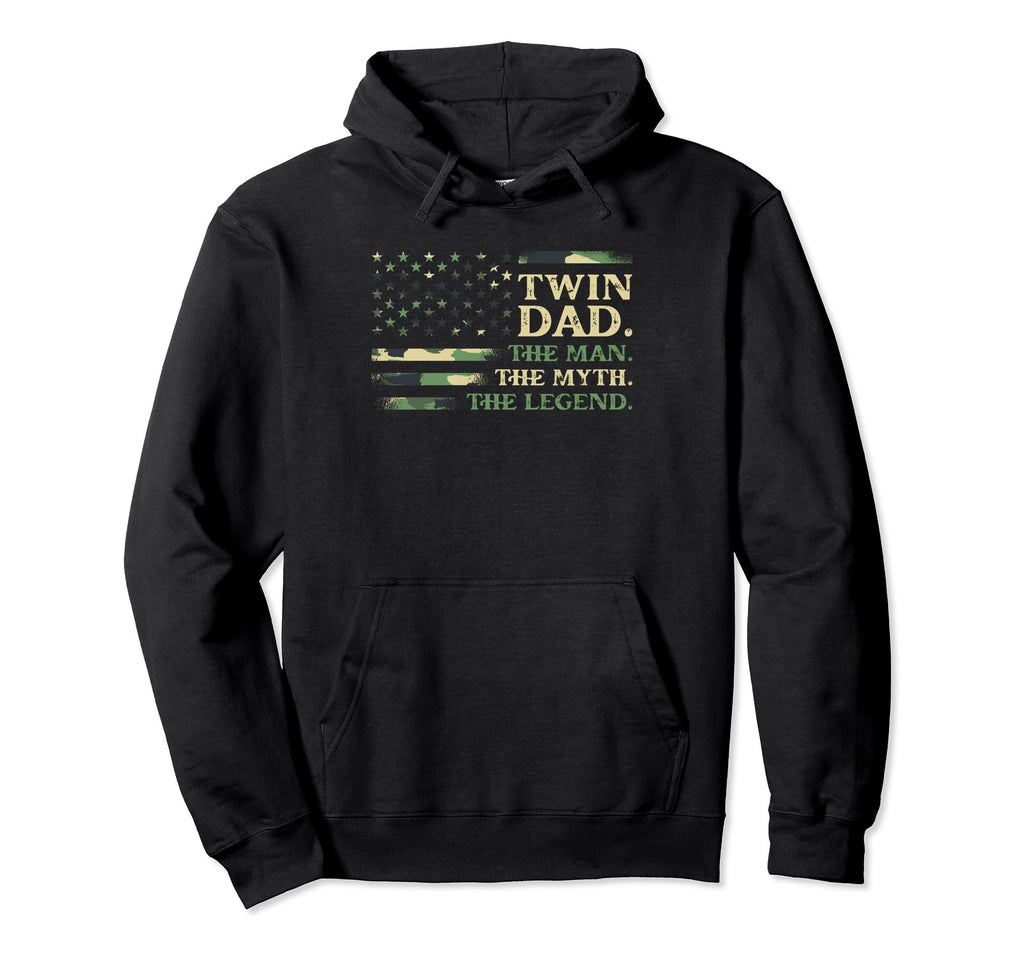 Usa Twin Dad Father Two American Flag Dad Hoodie - Custom Art Print Unisex - T-Shirt, Sweatshirt, Hoodie