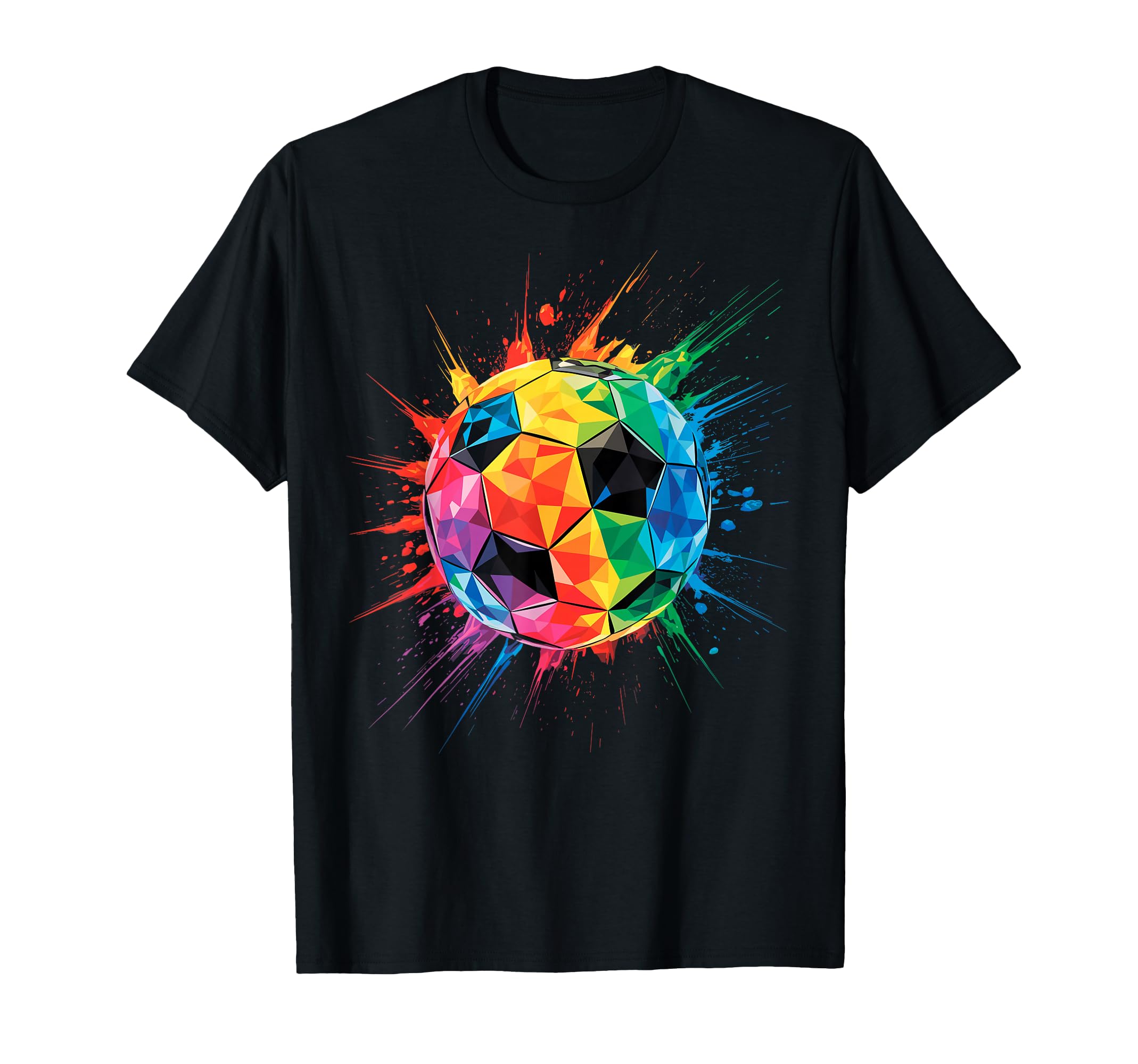Colorful Splash Art Soccer Football T-Shirt - Aesthetic Graphic for Adults - T-Shirt, Sweatshirt, Hoodie