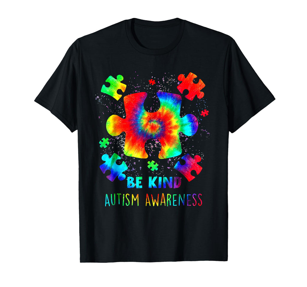 Be Kind Puzzle Pieces Tie Dye Autism T-Shirt - Streetwear Style Unisex - T-Shirt, Sweatshirt, Hoodie