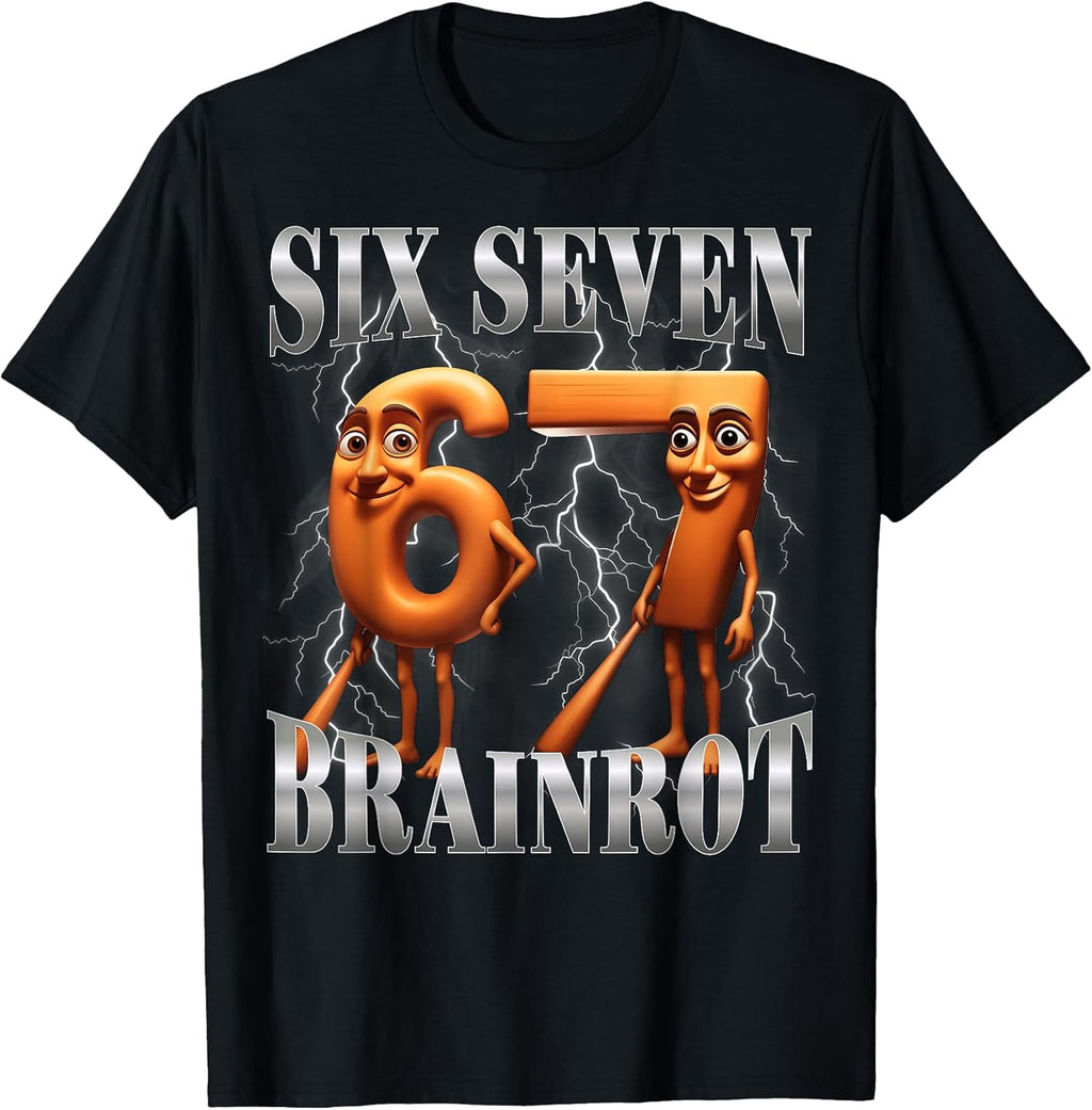 Funny 67 Italian Brainrot Tung Sahur Six Seven Meme - Adult & Kids T-Shirts, Sweatshirts & Hoodies apparel design preview 1