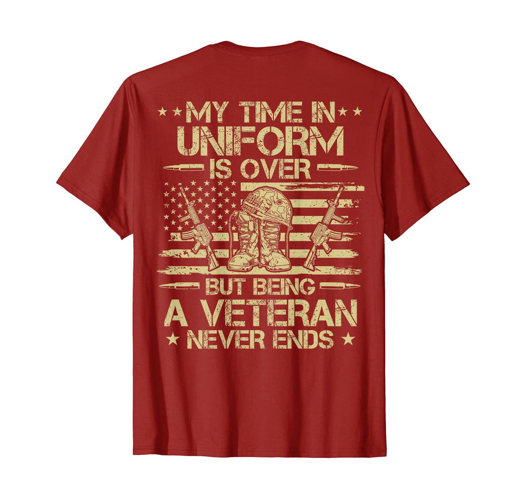 My Time Uniform Veteran Us Flag Dad T-Shirt - Minimalist Print Men Women - T-Shirt, Sweatshirt, Hoodie
