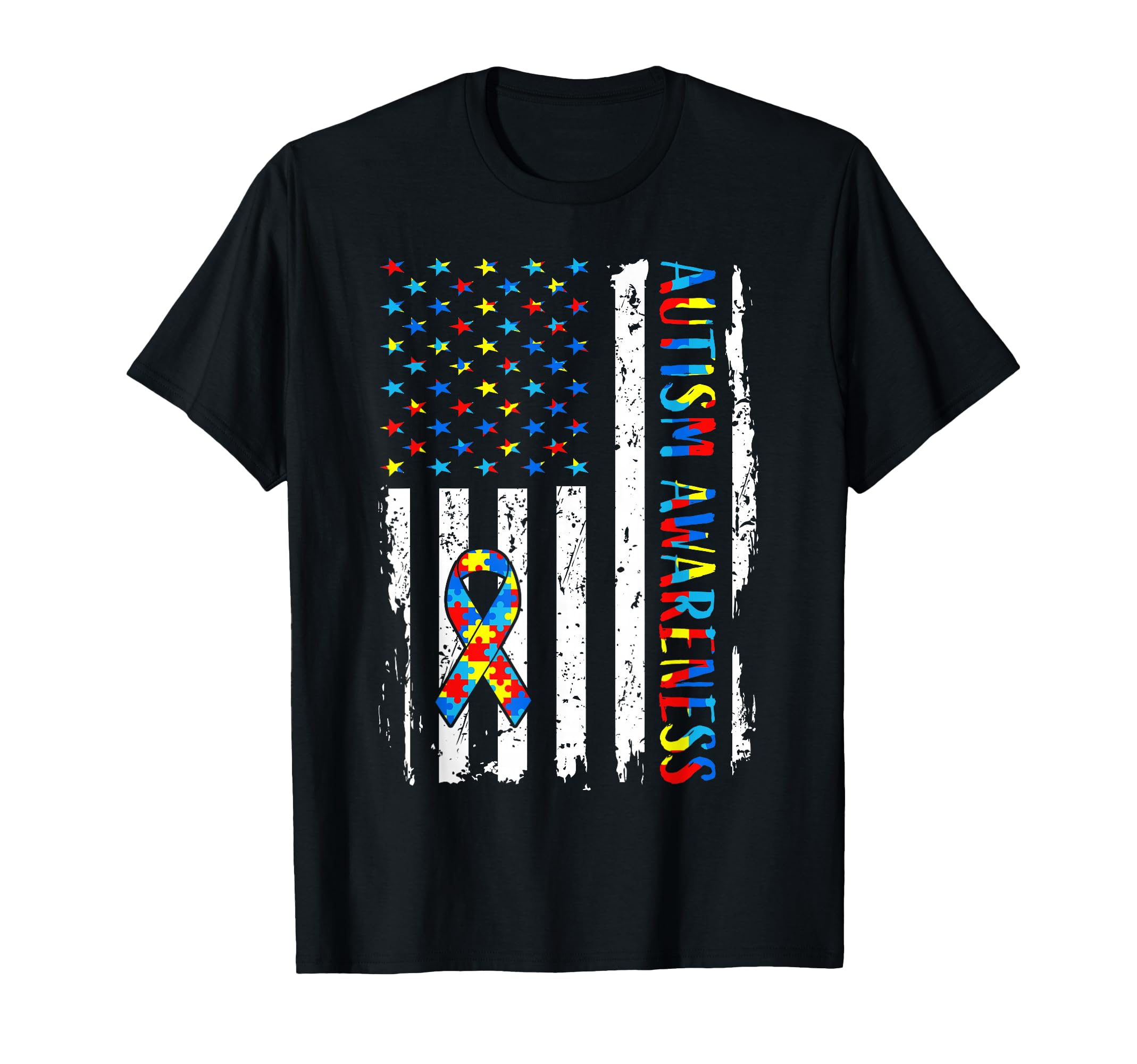 Autism Awareness Mom Dad Usa Flag Autistic T-Shirt - Unique Graphic Unisex - T-Shirt, Sweatshirt, Hoodie