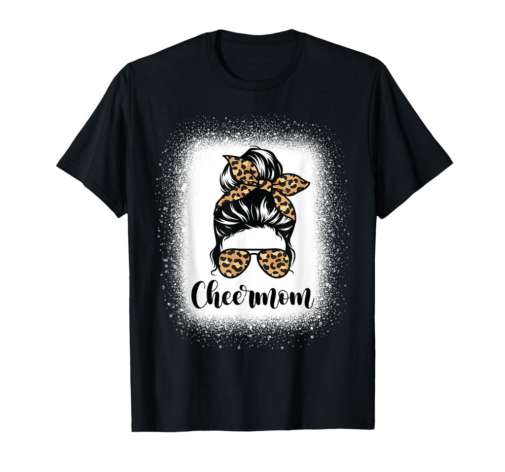 Cheer Mom Leopard Messy Bun Lovers T-Shirt - Minimalist Print for Adults - T-Shirt, Sweatshirt, Hoodie