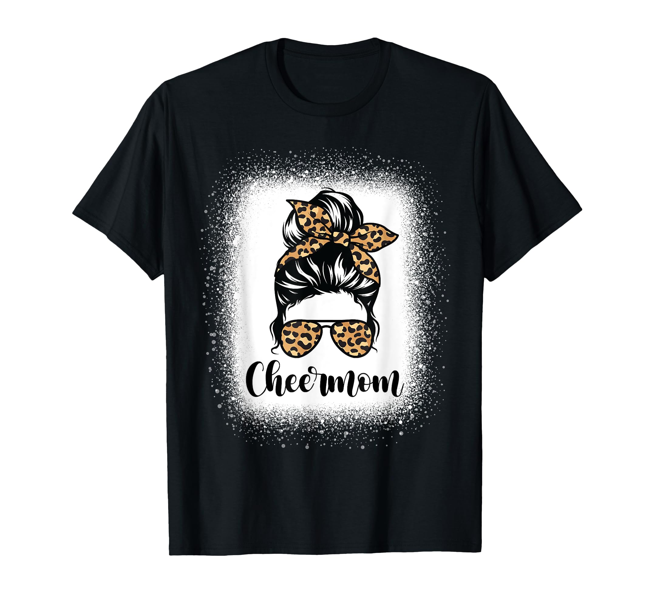 Cheer Mom Leopard Messy Bun Lovers T-Shirt - Minimalist Print for Adults - T-Shirt, Sweatshirt, Hoodie