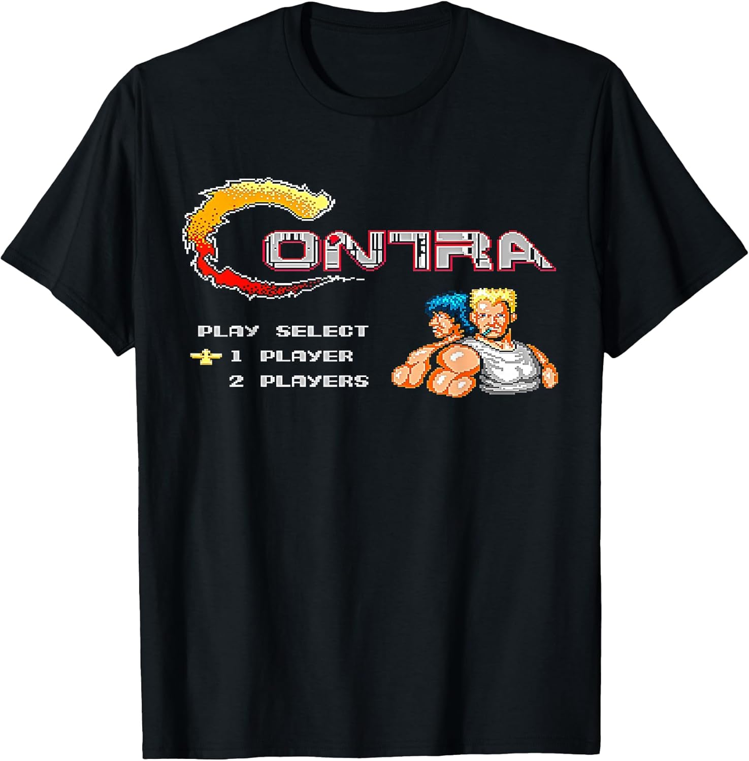 Contra Title Screen Retro Gamer Pixel Warrior Classic - Adult & Kids T-Shirts, Sweatshirts & Hoodies apparel design preview 1