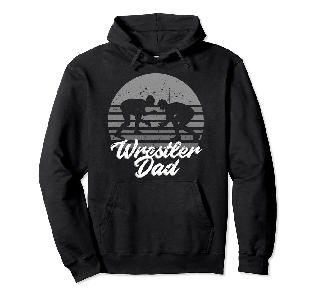 Wrestler Wrestling Dad Distressed Fan Hoodie - Trendy Graphic Unisex - T-Shirt, Sweatshirt, Hoodie