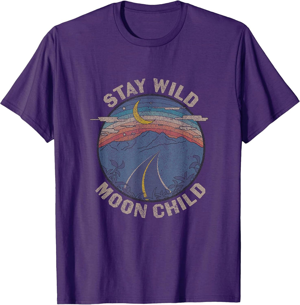 Distressed 70's Stay Wild Moon Child - Adult & Kids T-Shirts, Sweatshirts & Hoodies apparel design preview 1