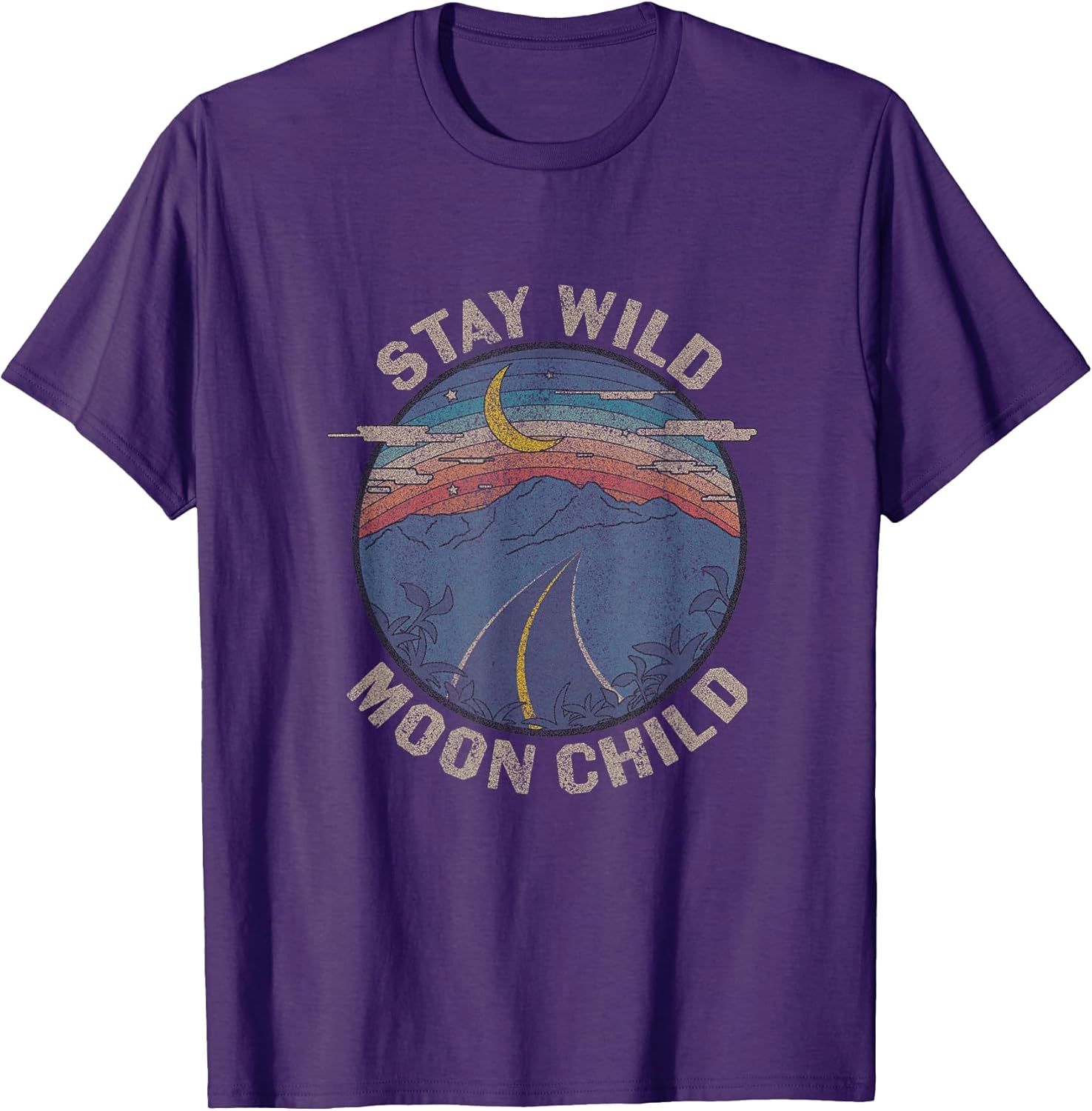 Distressed 70's Stay Wild Moon Child - Adult & Kids T-Shirts, Sweatshirts & Hoodies apparel design preview 1