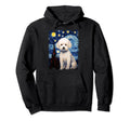 Bichon Frise Dog Starry Night Painting Hoodie - Novelty Apparel for Adults - T-Shirt, Sweatshirt, Hoodie