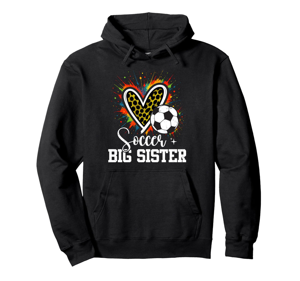 Soccer Big Sister Leopard Heart Hoodie - Streetwear Style for Adults - T-Shirt, Sweatshirt, Hoodie