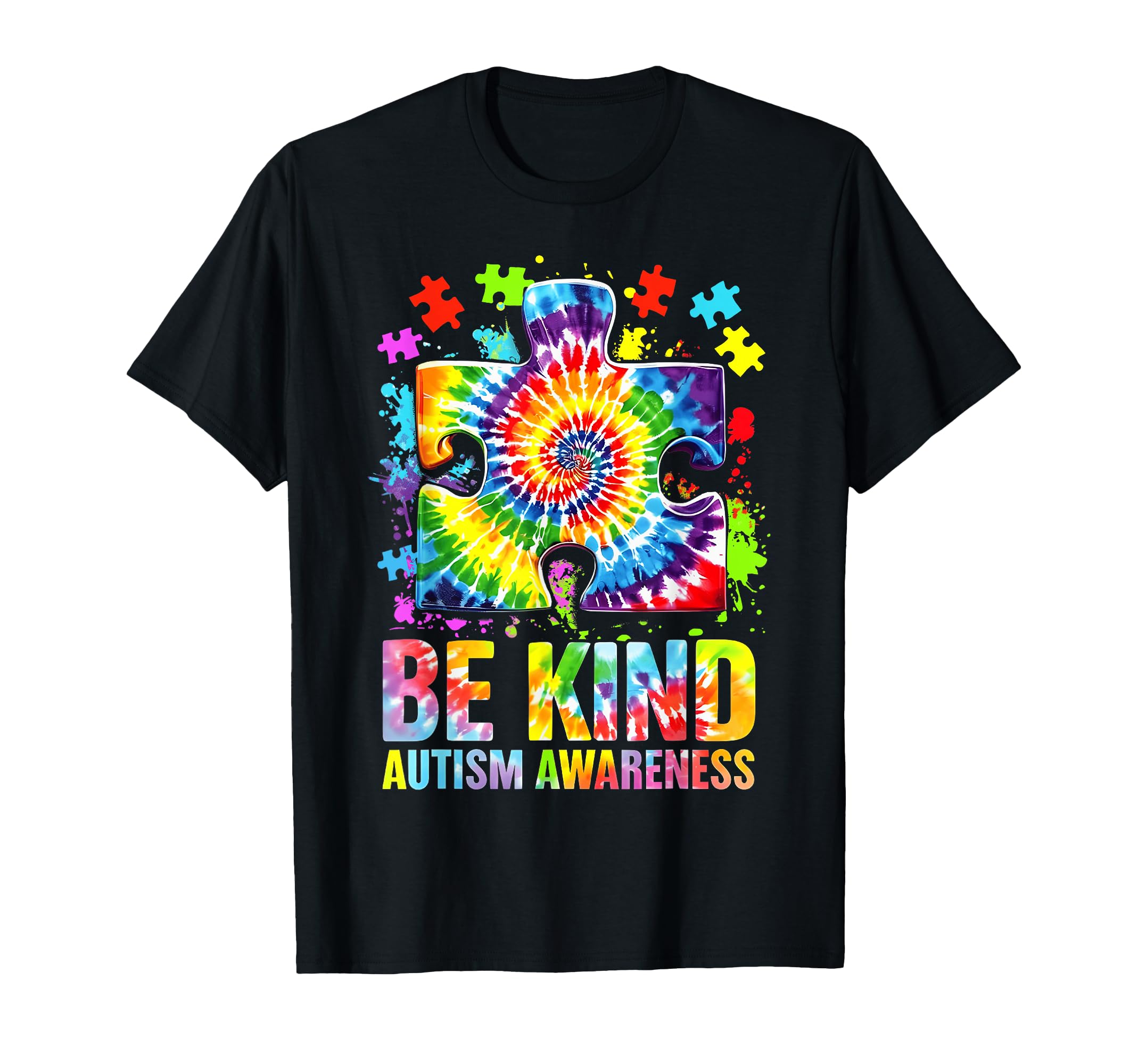 Be Kind Puzzle Tie Dye Autism Awareness T-Shirt - Graphic Print for Adults - T-Shirt, Sweatshirt, Hoodie