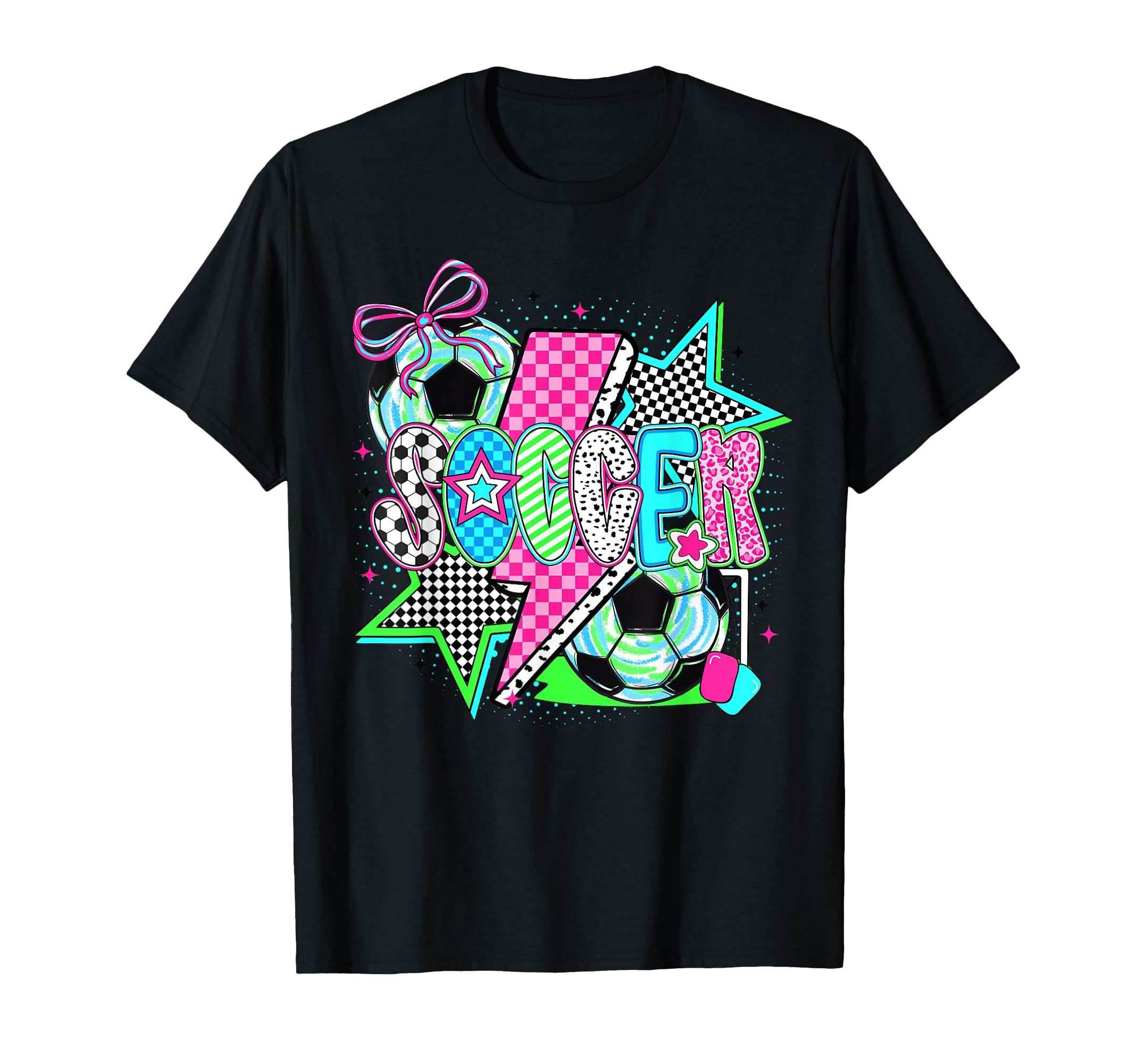 Soccer Bow Checkered Soccer Lovers Summer T-Shirt - Graphic Print Unisex - T-Shirt, Sweatshirt, Hoodie
