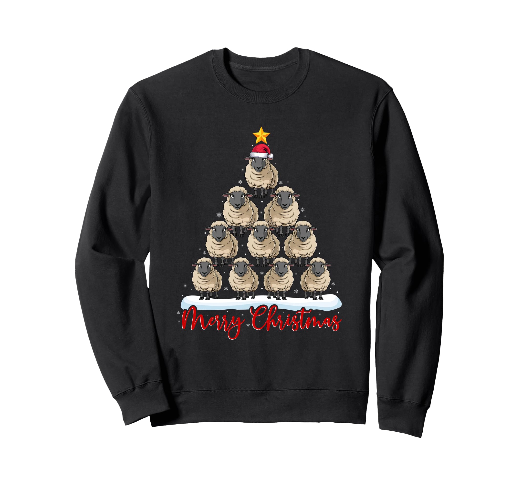 Santa Hat Ugly Funny Sheep Tree Sweatshirt - Trendy Graphic Unisex - T-Shirt, Sweatshirt, Hoodie