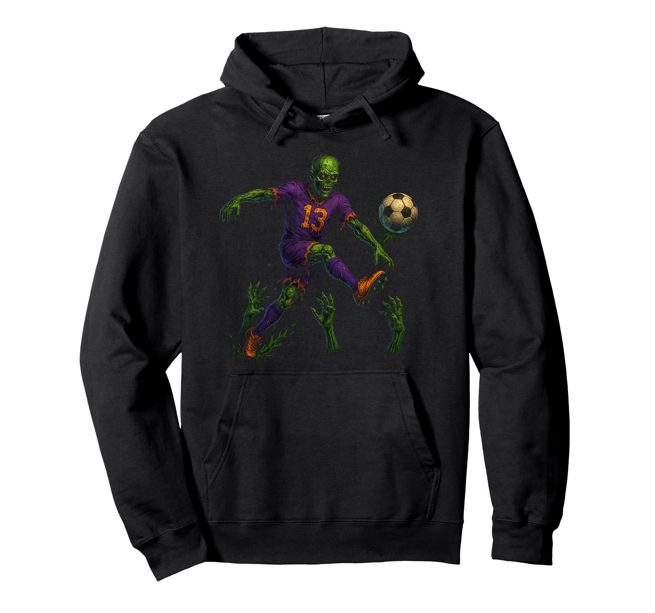 Halloween Zombie Soccer Player Creepy Sports Hoodie - Graphic Print Unisex - T-Shirt, Sweatshirt, Hoodie