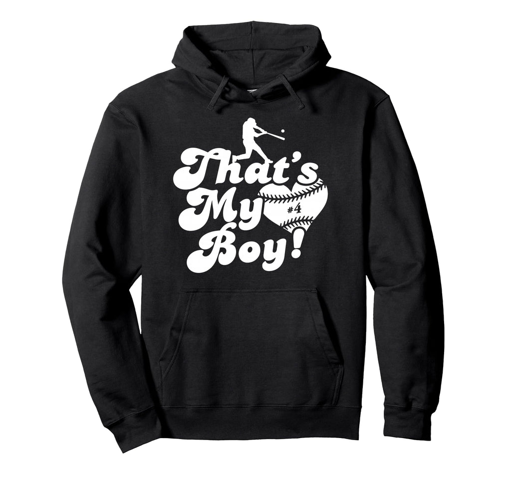 Thats My 4 Baseball Mom Baseball Dad Hoodie - Trendy Graphic for Adults - T-Shirt, Sweatshirt, Hoodie