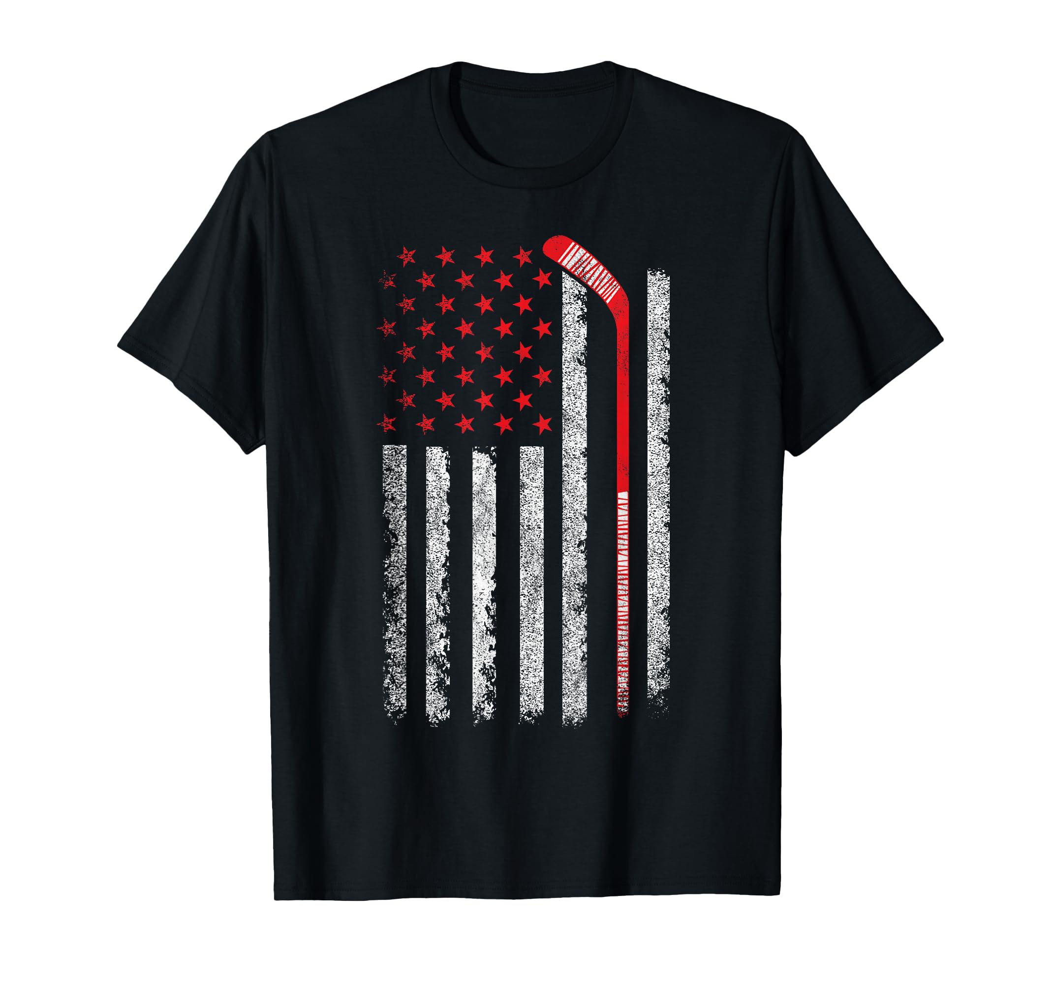 Patriotic American Flag Ice Hockey Player T-Shirt - Unique Graphic Unisex - T-Shirt, Sweatshirt, Hoodie